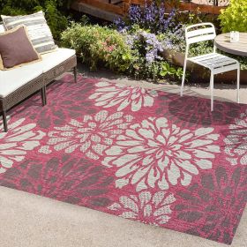 Outdoor Area-Rug, Modern Floral Textured Weave Bohemian Coastal Easy-Cleaning, Non Shedding, Outdoor Rug (size: 8x10)