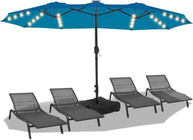Patio Umbrellas for Double Sided with Base, Crank Handle and Superior Resistance, 15ft Outdoor Umbrella (Color: Royal Blue)