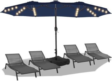 Patio Umbrellas for Double Sided with Base, Crank Handle and Superior Resistance, 15ft Outdoor Umbrella (Color: Navy Blue)