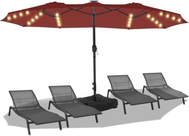 Patio Umbrellas for Double Sided with Base, Crank Handle and Superior Resistance, 15ft Outdoor Umbrella (Color: Burgundy)