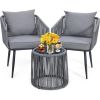 Outdoor Chairs, Side Table and Set Ideal, 3 Pieces Patio Rattan Bistro Conversation Set, Outdoor chair