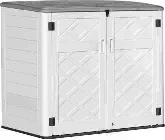 Outdoor Storage Shed,Horizontal Storage Box Waterproof for Garden,Patios,Backyards,Multi-Opening Door,Large Capacity,White/Brown (Color: Large White Shed-04D)