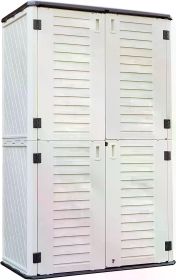 Outdoor Storage Shed,Horizontal Storage Box Waterproof for Garden,Patios,Backyards,Multi-Opening Door,Large Capacity,White/Brown (Color: White-52 cu.ft shed)