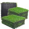 Artificial Grass Turf Tile Interlocking Self-draining Mat, 1x1 ft, 1.5 in Pile Height, 6 Pack Artificial Lawn