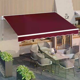 Patio Canopy Outdoor, 10'×8' Manual Retractable Awning Sun Shade with Manual Crank Handle, Wall Mounting Canopy Tent (Color: Wine Red)