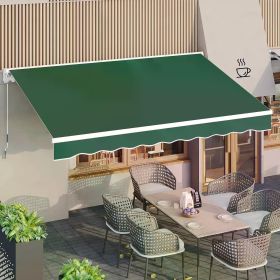 Patio Canopy Outdoor, 10'×8' Manual Retractable Awning Sun Shade with Manual Crank Handle, Wall Mounting Canopy Tent (Color: Green)