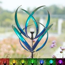 Yard Garden Wind Spinner with Stake, Floral Outdoor Metal Wind Spinners, Lawn Yard Art Garden Decor, Garden Wind Spinner (Color: Multi-color 08)