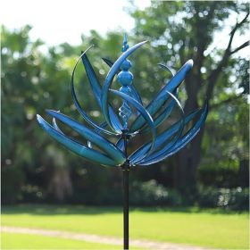 Yard Garden Wind Spinner with Stake, Floral Outdoor Metal Wind Spinners, Lawn Yard Art Garden Decor, Garden Wind Spinner (Color: Multi-color 02)
