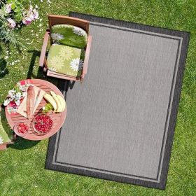 Outdoor Rug, Bordered Area Rugs for Indoor and Patios, Washable, Outdoor Rug (Color: Bordered Grey)