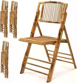 Bamboo Folding Chair, Foldable Dining Wood Chairs Comfortable Seat for Outdoor & Indoor, Patio, Porch, Wedding, Party, Event (Color: Set of 4)