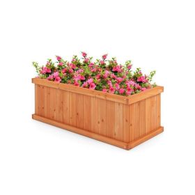 Garden Lawn Fir Wood Planter Box with Drainage Holes (Color: As pic show)