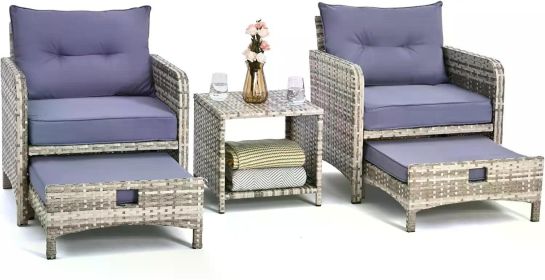Outdoor Garden Sofa Set, Luxury and Comfortable, Fully Handcrafted, Sturdy and Durable, Five Piece Wicker Sofa Suit (Color: 24 X 17 X 37-Purple)