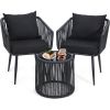 Outdoor Chairs, Side Table and Set Ideal, 3 Pieces Patio Rattan Bistro Conversation Set, Outdoor chair