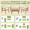 Patio Furniture 4 Piece Outdoor Acacia Wood Patio Conversation Sofa Set with Table and Cushion Porch Furniture Sets