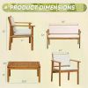 Patio Furniture 4 Piece Outdoor Acacia Wood Patio Conversation Sofa Set with Table and Cushion Porch Furniture Sets