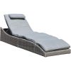 Folding Outdoor Adjustable Chaise Lounge Chair with Removable Cushion, Fully Assembled, Patio PE Rattan Reclining Lounger
