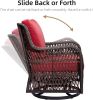 3 Pieces Outdoor Wicker Swivel Rocker Patio Set, 360 Degree Swivel Rocking Chairs Elegant Wicker Patio Bistro Set with Cushions