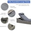 Folding Outdoor Adjustable Chaise Lounge Chair with Removable Cushion, Fully Assembled, Patio PE Rattan Reclining Lounger