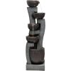 Fountain with LED Lights, Floor-Standing Waterfall, Natural Polyresin Looking Stone Fountain