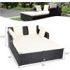 Tangkula Outdoor Rattan Daybed,Sunbed Wicker Furniture w/Spacious Seat,Upholstered Cushion&High-Resilience Sponge,Wicker Patio