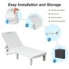 74.4" Outdoor Chaise Lounge Patio Pool Lounge Chairs with 4 Level Adjustable Backrest, White/Blue