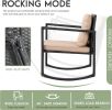 3 Piece Wicker Bistro Set Patio Furniture Sets Rocking Chair Outdoor Patio Set Rattan Chair Conversation Set with Porch Chairs