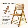 Bamboo Folding Chair, Foldable Dining Wood Chairs Comfortable Seat for Outdoor & Indoor, Patio, Porch, Wedding, Party, Event