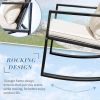 Patio Chairs 3 Piece, Wicker Rocking Chair Outdoor Bistro Sets with Coffee Table and Cushions, Metal Frame Outdoor Chair