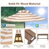 Picnic Table with Removable Cushions and Umbrella, Stripe Fabric, Safe and Solid Fir Wood, Deform-proof Outdoor Tables