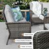 Outdoor Set with 44" Gas Fire Pit Table - PE Wicker Sets Cushioned Seat Couch - Seats Outdoor Chair Set with Wind Guard