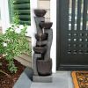 Fountain with LED Lights, Floor-Standing Waterfall, Natural Polyresin Looking Stone Fountain
