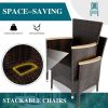 Patio Furniture Set for 5 Piece, with Wood Table Top, Outdoor Table and Chairs with Soft Cushions, Outside Furniture Set