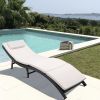 3 Pieces Patio Chaise Lounge with Cushions Unadjustable Modern Outdoor Furniture Set PE Wicker Rattan Backrest Lounger
