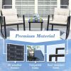Patio Chairs 3 Piece, Wicker Rocking Chair Outdoor Bistro Sets with Coffee Table and Cushions, Metal Frame Outdoor Chair