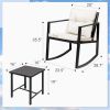 Patio Chairs 3 Piece, Wicker Rocking Chair Outdoor Bistro Sets with Coffee Table and Cushions, Metal Frame Outdoor Chair