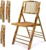 Bamboo Folding Chair, Foldable Dining Wood Chairs Comfortable Seat for Outdoor & Indoor, Patio, Porch, Wedding, Party, Event