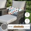Outdoor Set with 44" Gas Fire Pit Table - PE Wicker Sets Cushioned Seat Couch - Seats Outdoor Chair Set with Wind Guard