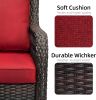 3 Pieces Outdoor Wicker Swivel Rocker Patio Set, 360 Degree Swivel Rocking Chairs Elegant Wicker Patio Bistro Set with Cushions
