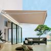 Patio Canopy Outdoor, 10'×8' Manual Retractable Awning Sun Shade with Manual Crank Handle, Wall Mounting Canopy Tent