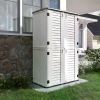 Outdoor Storage Shed,Horizontal Storage Box Waterproof for Garden,Patios,Backyards,Multi-Opening Door,Large Capacity,White/Brown