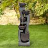 Fountain with LED Lights, Floor-Standing Waterfall, Natural Polyresin Looking Stone Fountain