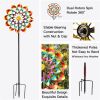 Yard Garden Wind Spinner with Stake, Floral Outdoor Metal Wind Spinners, Lawn Yard Art Garden Decor, Garden Wind Spinner