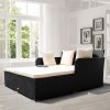 Tangkula Outdoor Rattan Daybed,Sunbed Wicker Furniture w/Spacious Seat,Upholstered Cushion&High-Resilience Sponge,Wicker Patio