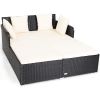 Tangkula Outdoor Rattan Daybed,Sunbed Wicker Furniture w/Spacious Seat,Upholstered Cushion&High-Resilience Sponge,Wicker Patio