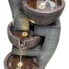 Fountain with LED Lights, Floor-Standing Waterfall, Natural Polyresin Looking Stone Fountain