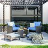 Outdoor Garden Sofa Set, Luxury and Comfortable, Fully Handcrafted, Sturdy and Durable, Five Piece Wicker Sofa Suit