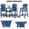 Tall Chairs Set of 2, Recycled Poly Balcony Chair with Double Connecting Tray Patio Stools Weather Resistant, Outdoor chair