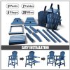 Tall Chairs Set of 2, Recycled Poly Balcony Chair with Double Connecting Tray Patio Stools Weather Resistant, Outdoor chair